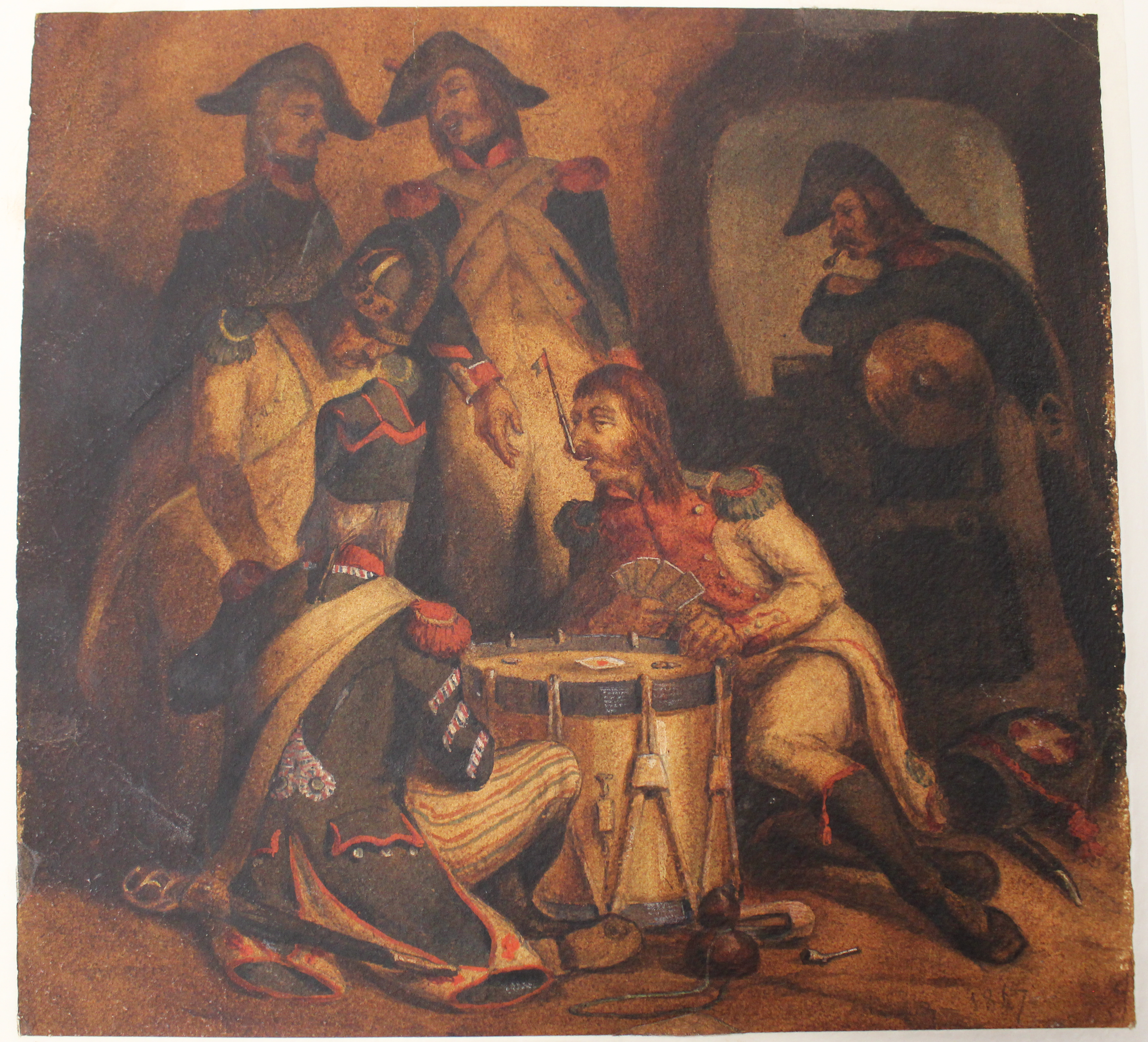 Soldats jouant aux cartes (titre factice)